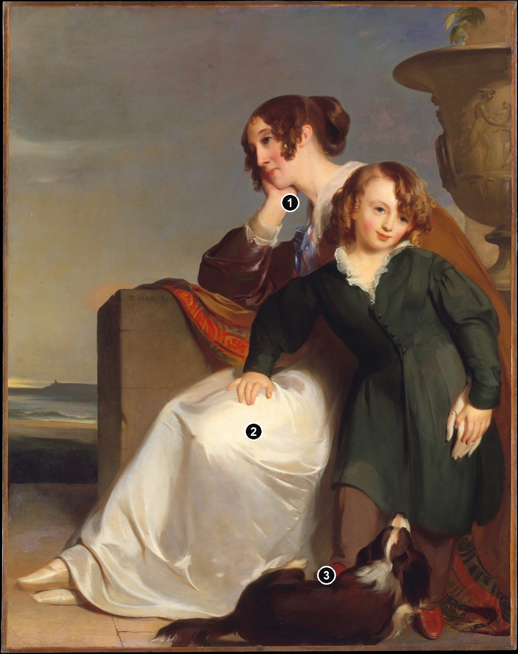 Annotated details from Mother and Son by Thomas Sully